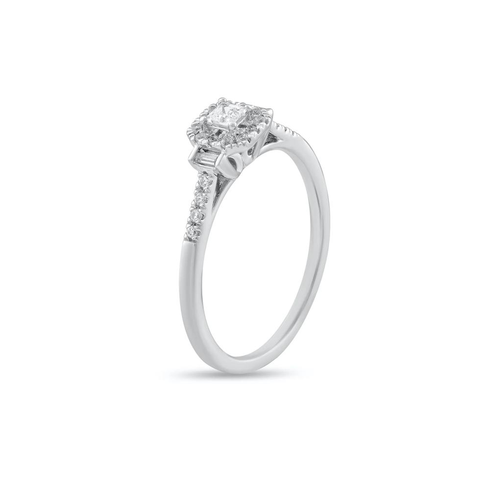 Diamond Princess-Cut Center Halo Promise Ring in 10K White Gold (1/4 ct. tw.) – Image 4 of 4