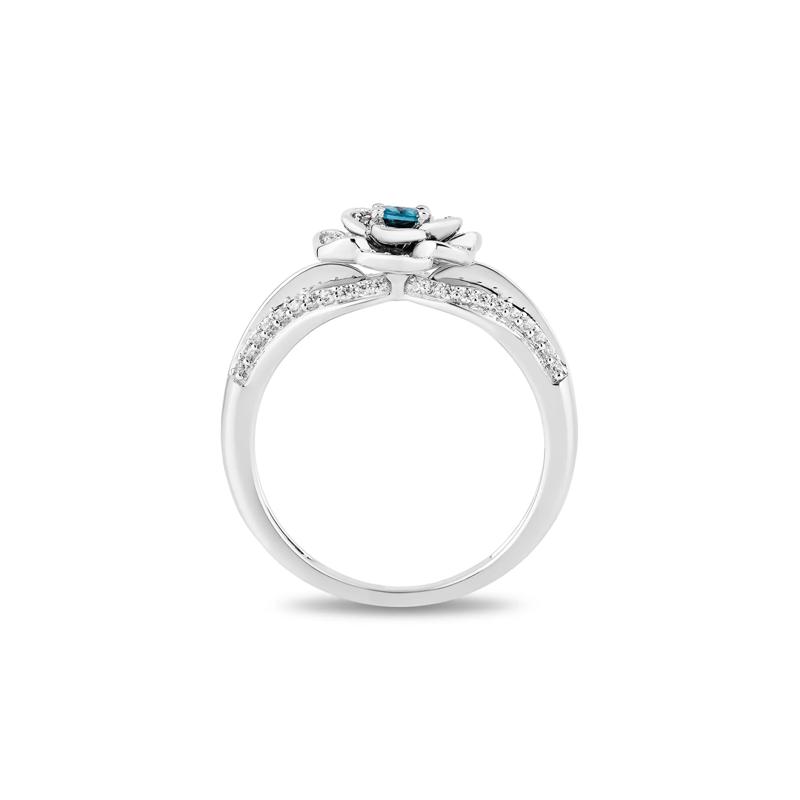 Cinderella Flower Ring with Diamond and London Blue Topaz in Sterling Silver &#40;1/5 t. tw.&#41; – Image 2 of 4