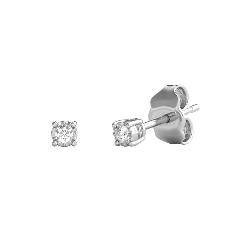 Diamond Illusion Stud Earrings in Sterling Silver – Image 1 of 5