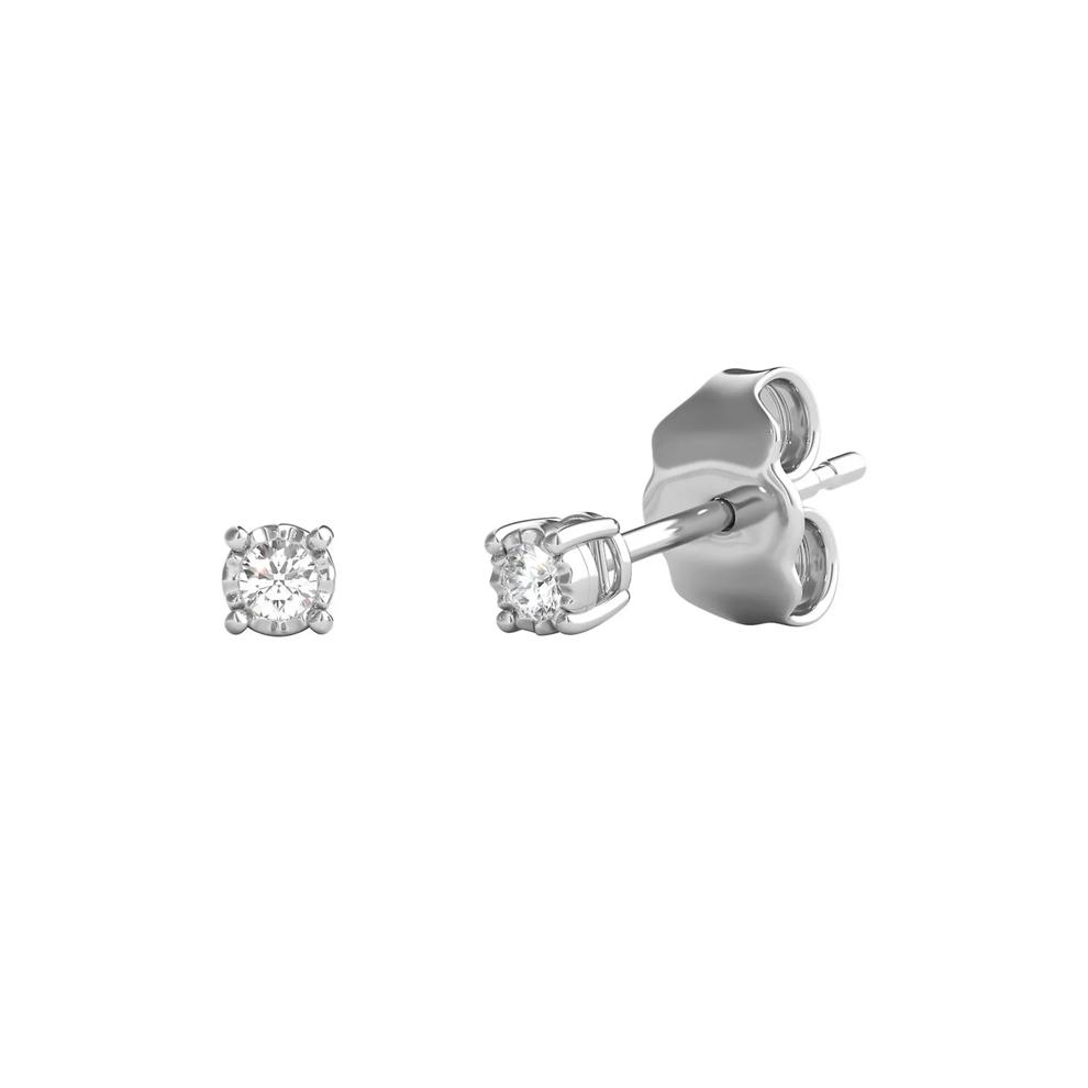 Diamond Illusion Stud Earrings in Sterling Silver – Image 1 of 5