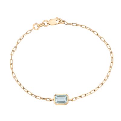 Aquamarine Emerald-Cut Bracelet in Vermeil