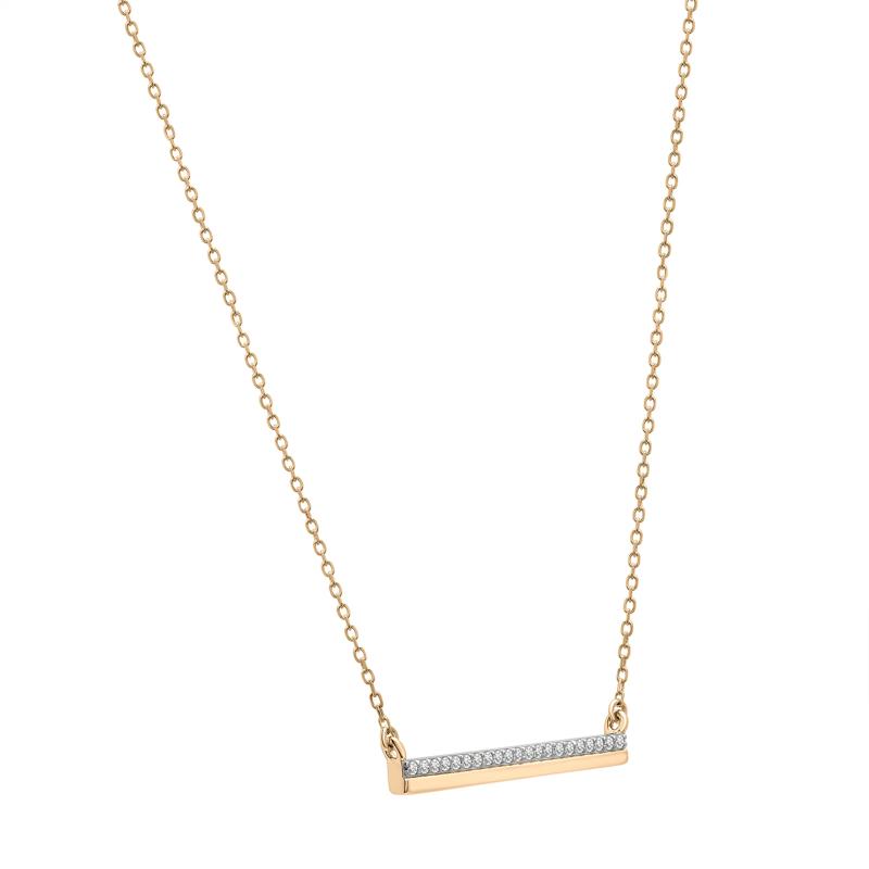 Diamond Horizontal Bar Necklace in 14K Yellow Gold &#40;1/10 ct. tw.&#41; – Image 2 of 6