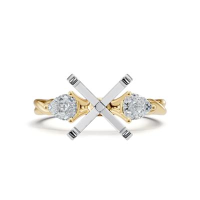 Lab Grown Diamond Semi-Mount Engagement Ring in 14K Yellow & White Gold (Setting Only)