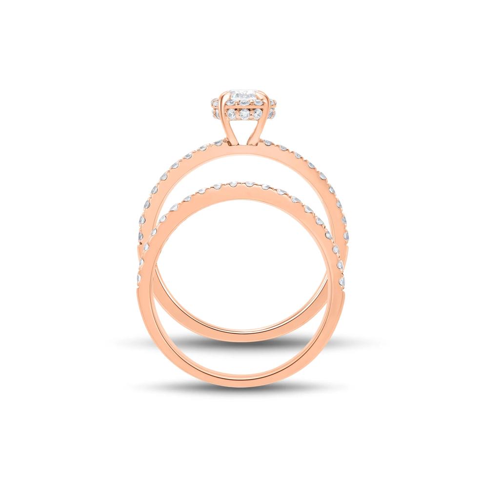 1 ct. tw. Diamond Oval-Shaped Engagement Set in 14K Rose Gold – Image 2 of 5
