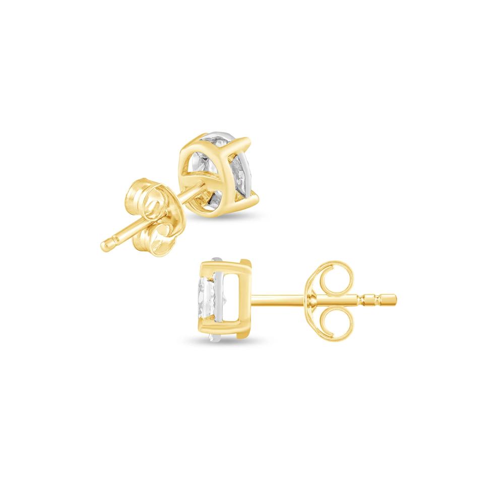 Lab Grown Diamond Oval Illusion Stud Earrings in 10K Yellow &amp; White Gold (3/8 ct. tw.) – Image 2 of 3
