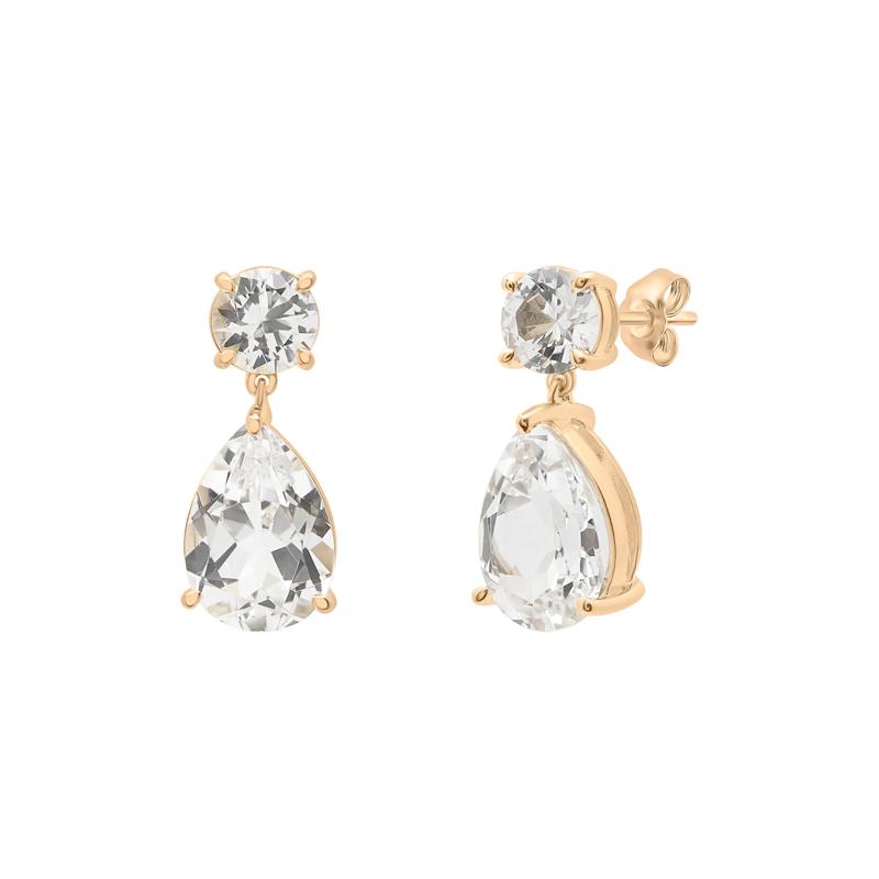 Lab-Created White Sapphire Pear Drop Earrings in Vermeil – Image 1 of 6