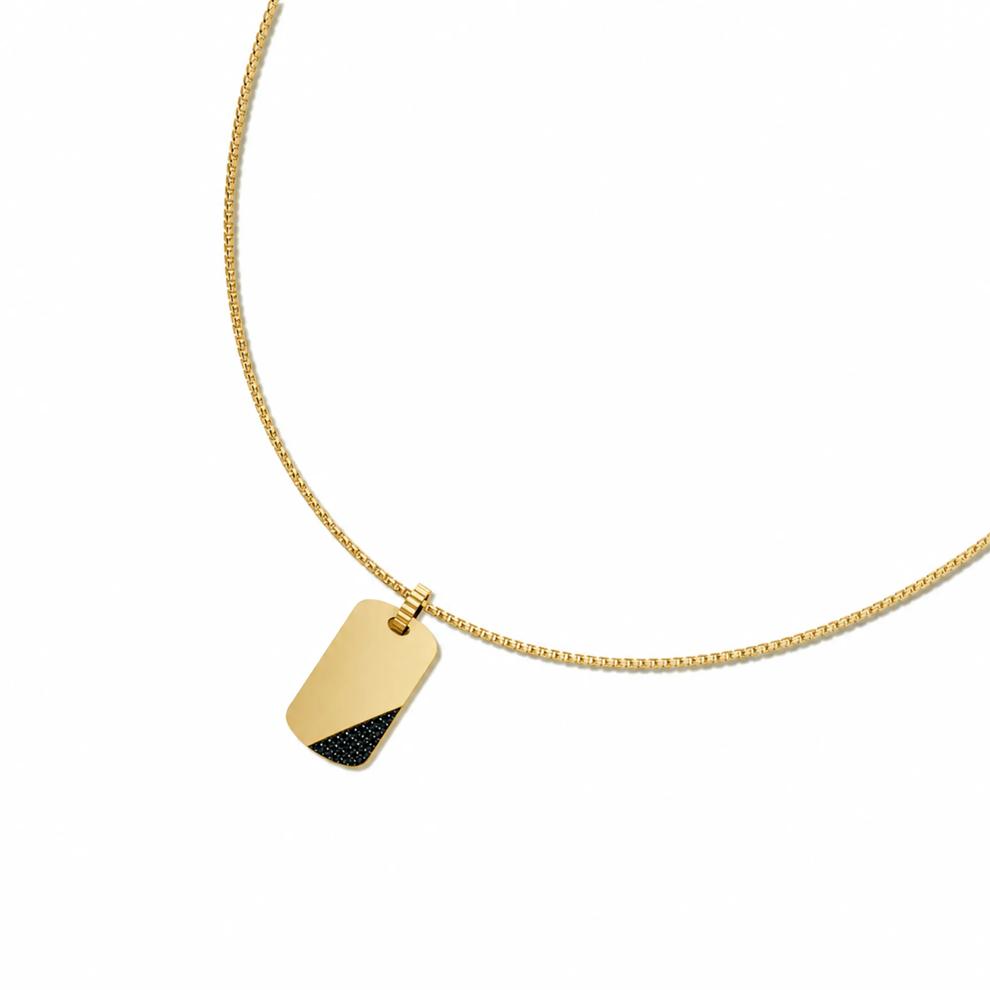 Men's Black Lab Grown Diamond Tipped Dog Tag Pendant Necklace in Vermeil (3/8 ct. tw.) – Image 4 of 8