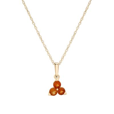 Citrine Three-Stone Triangle Birthstone Pendant in 10K Yellow Gold