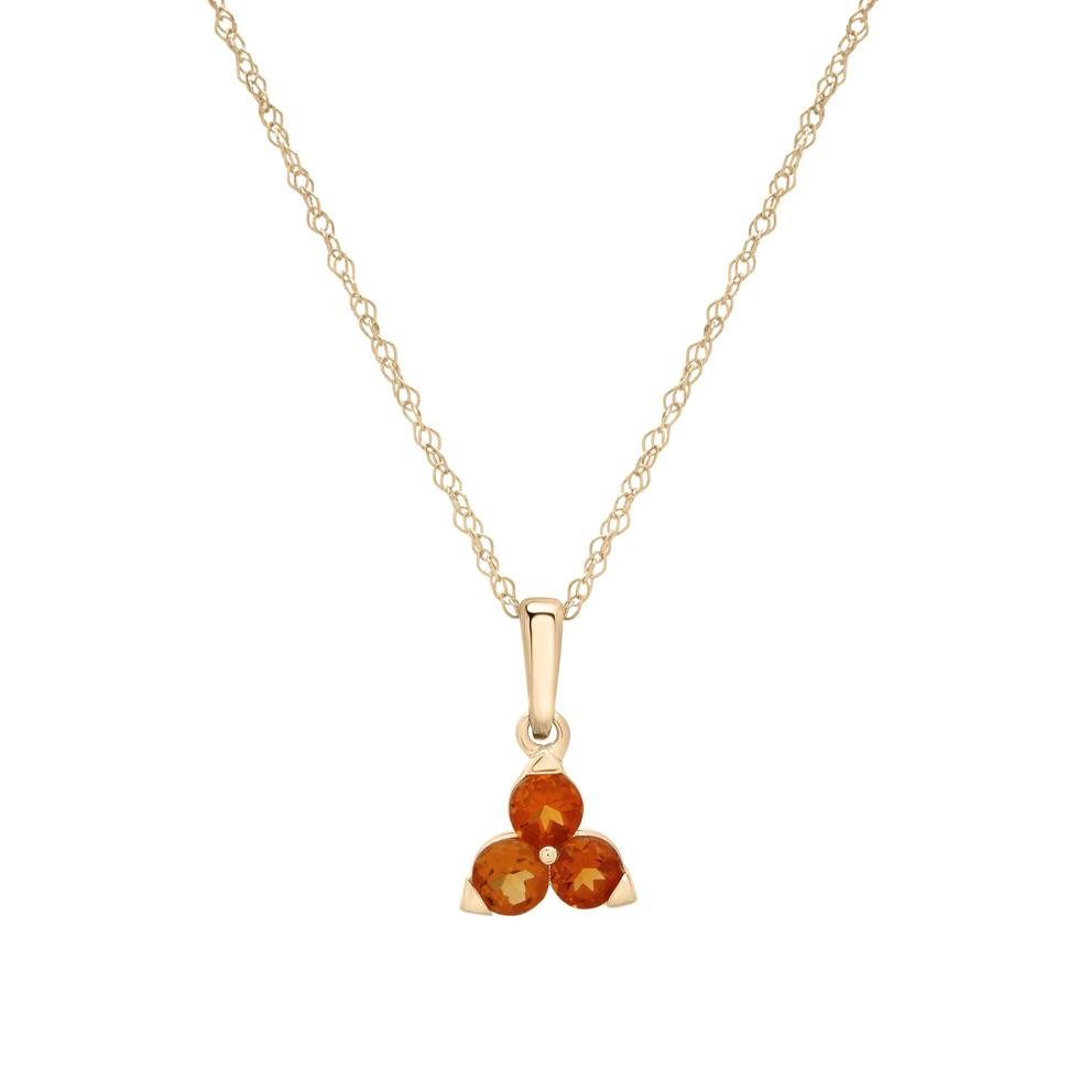 Citrine Three-Stone Triangle Birthstone Pendant in 10K Yellow Gold – Image 1 of 4