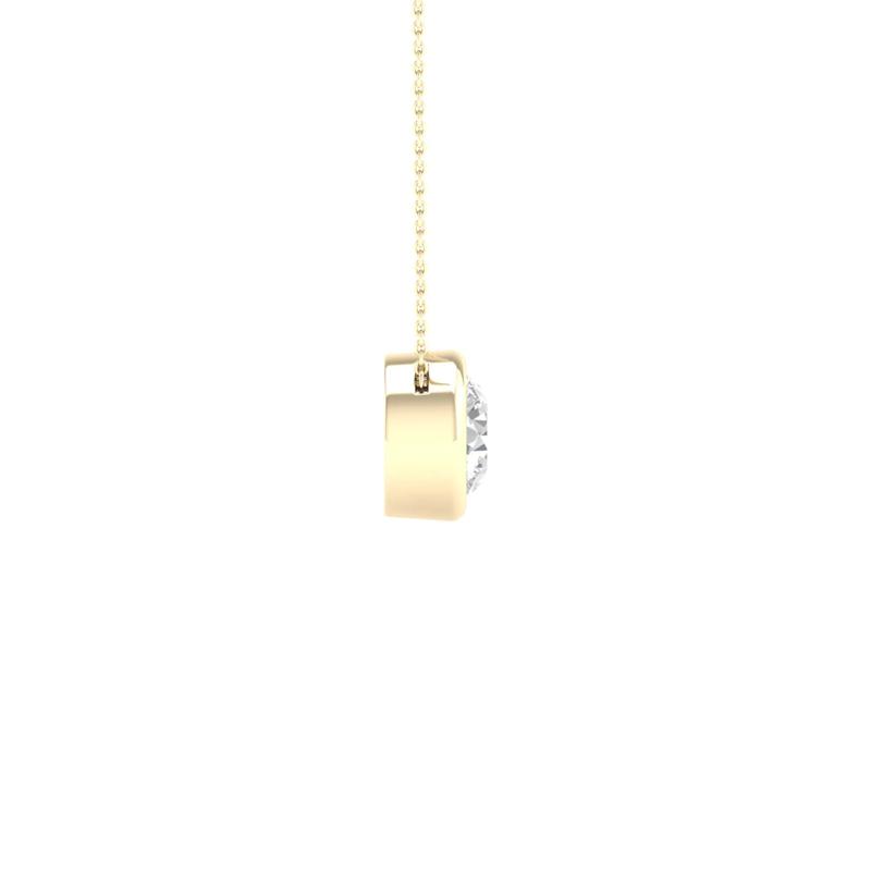 Lab Grown Diamond Round Solitaire Bezel Pendant in 10K Yellow Gold &#40;1 ct. tw.&#41; – Image 3 of 5