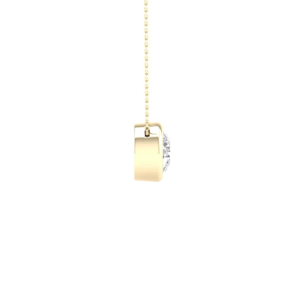 Lab Grown Diamond Round Solitaire Bezel Pendant in 10K Yellow Gold (1 ct. tw.) – Image 3 of 5