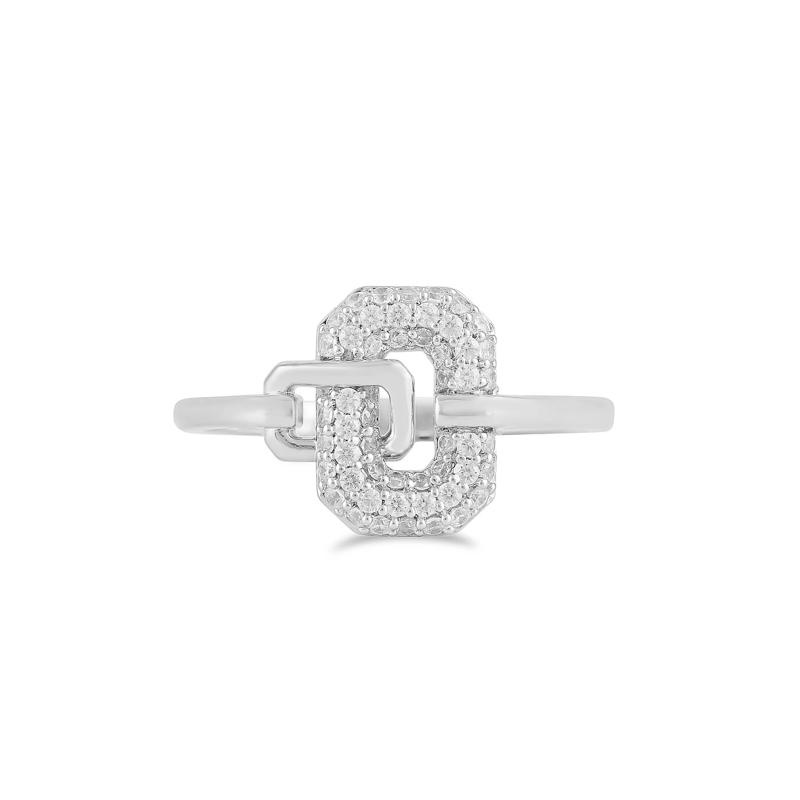 Diamond Oval Interlock Ring in Sterling Silver &#40;1/4 ct. tw.&#41; – Image 4 of 4