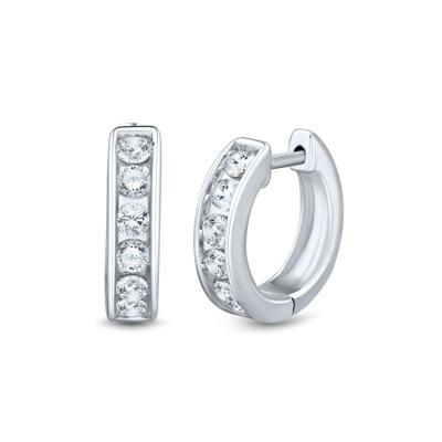 Lab Grown Diamond Channel Hoop Earrings in 14K White Gold (1/2 ct. tw.)