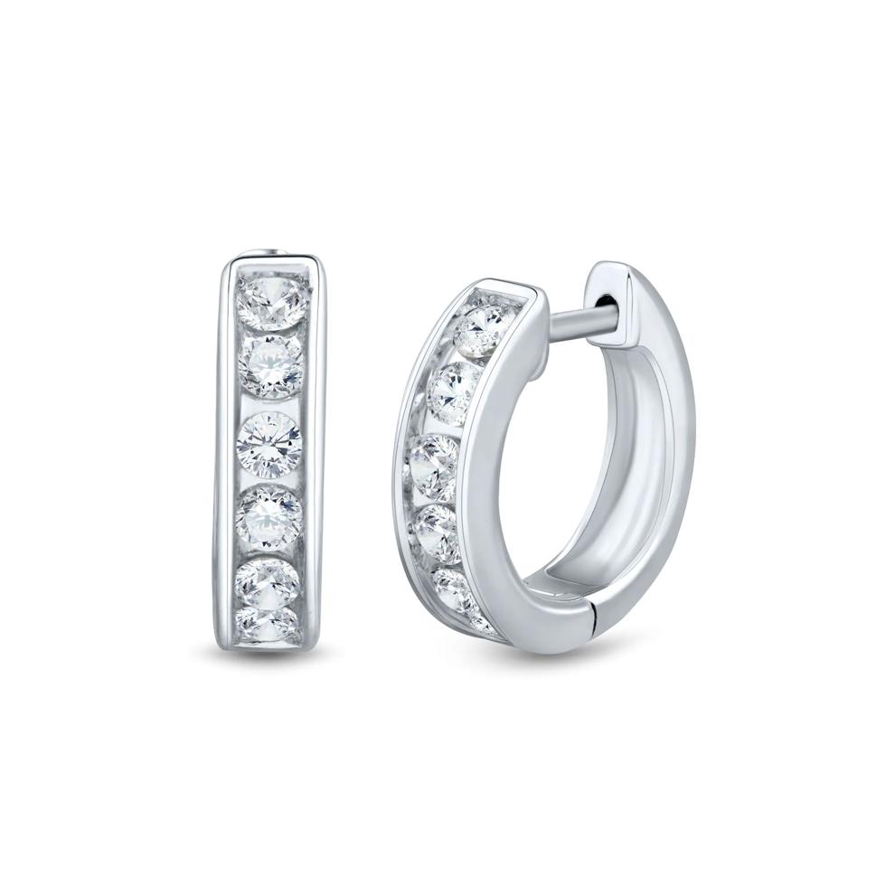 Lab Grown Diamond Channel Hoop Earrings in 14K White Gold (1/2 ct. tw.) – Image 1 of 2