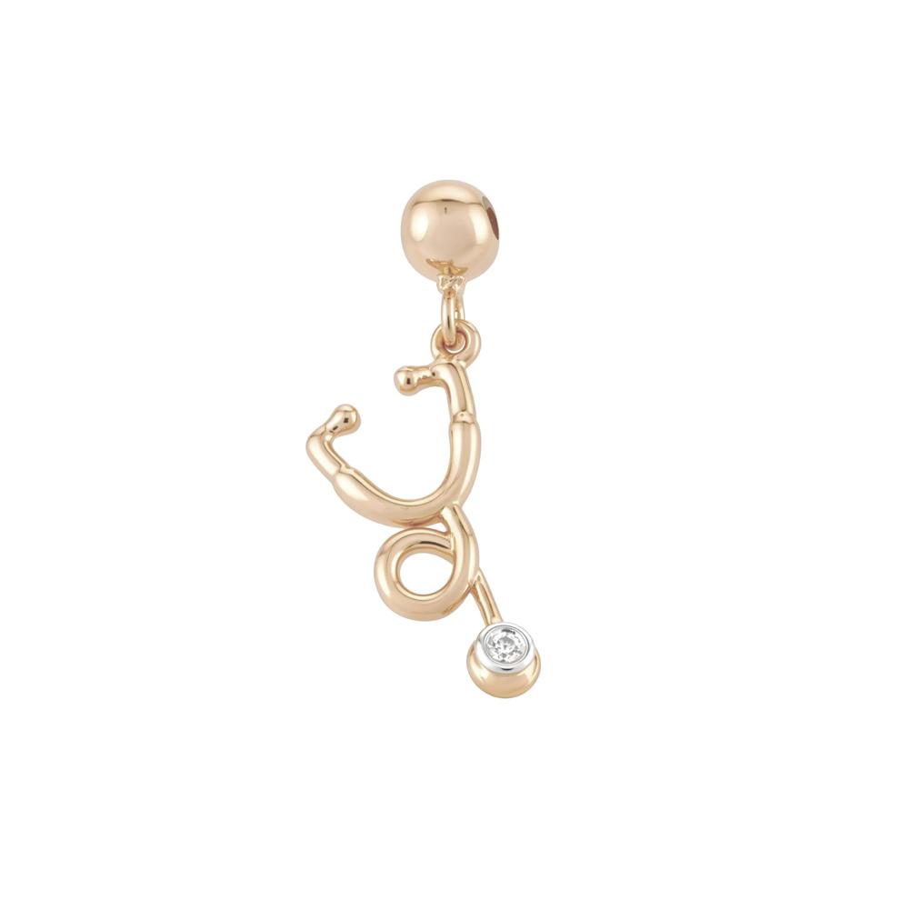 Diamond Accent Stethoscope Bead Charm in Vermeil – Image 1 of 2