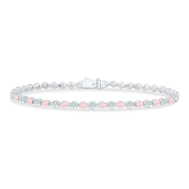 Lab Grown Diamond Pink and White Bracelet in 14K White Gold &#40;5 ct. tw.&#41; – Image 1 of 2