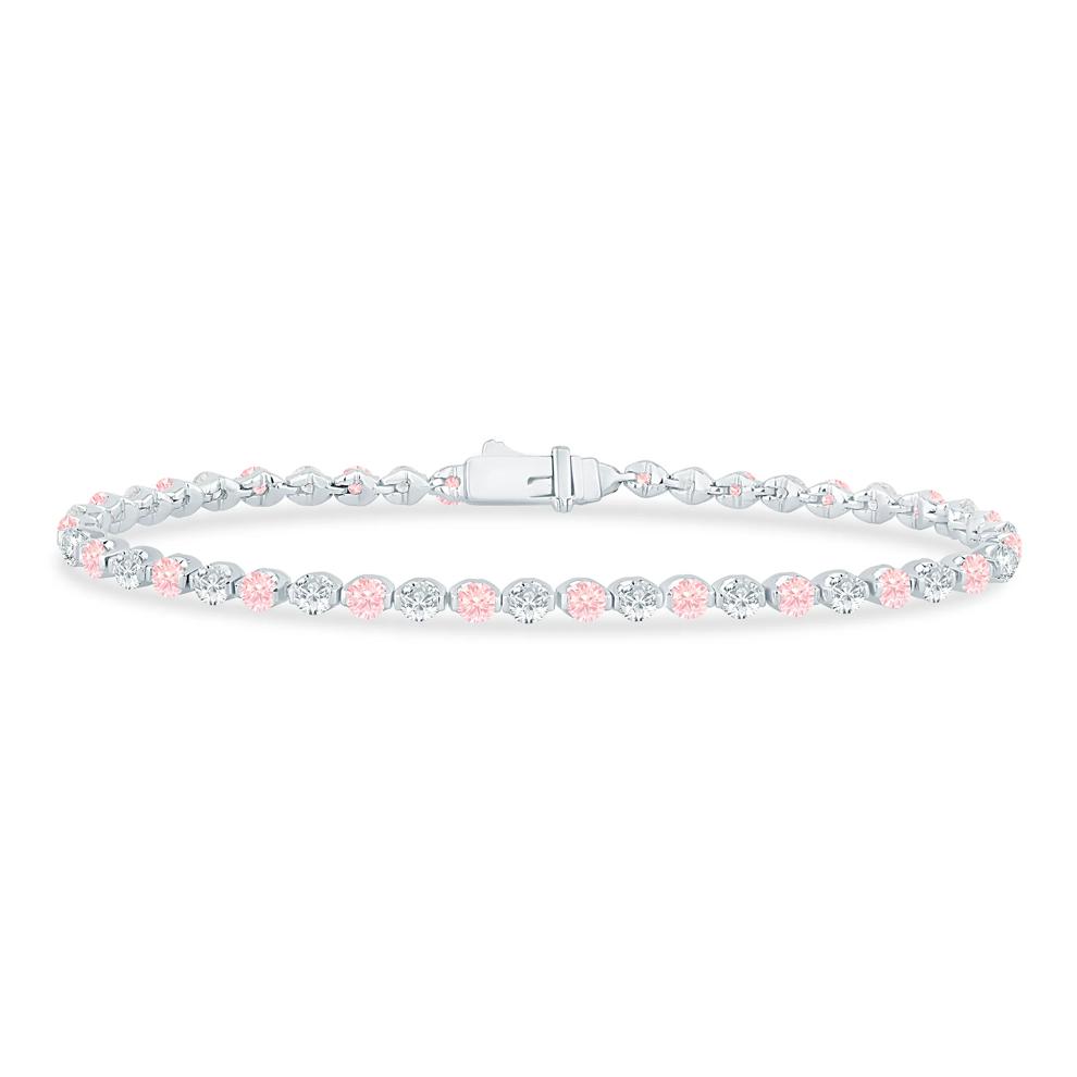 Lab Grown Diamond Pink and White Bracelet in 14K White Gold (5 ct. tw.) – Image 1 of 2