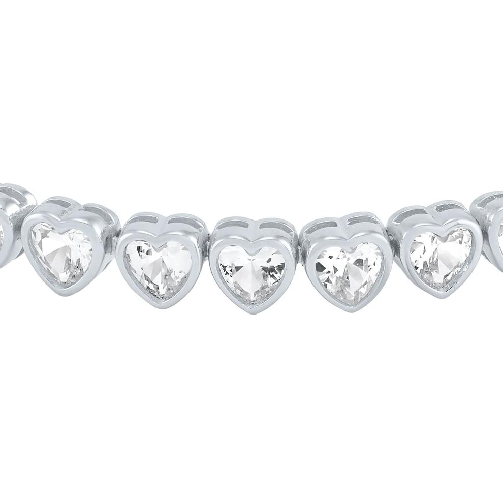 Lab-Created White Sapphire Bezel Heart Bracelet in Sterling Silver – Image 2 of 2