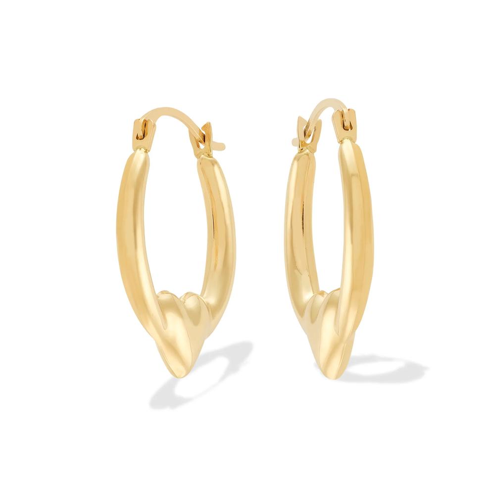 Polished Heart Hoop Earrings in 14K Yellow Gold – Image 2 of 2