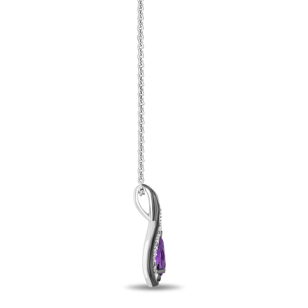 Ursula Amethyst and Diamond Pendant in Sterling Silver (1/10 ct. tw.) – Image 2 of 3