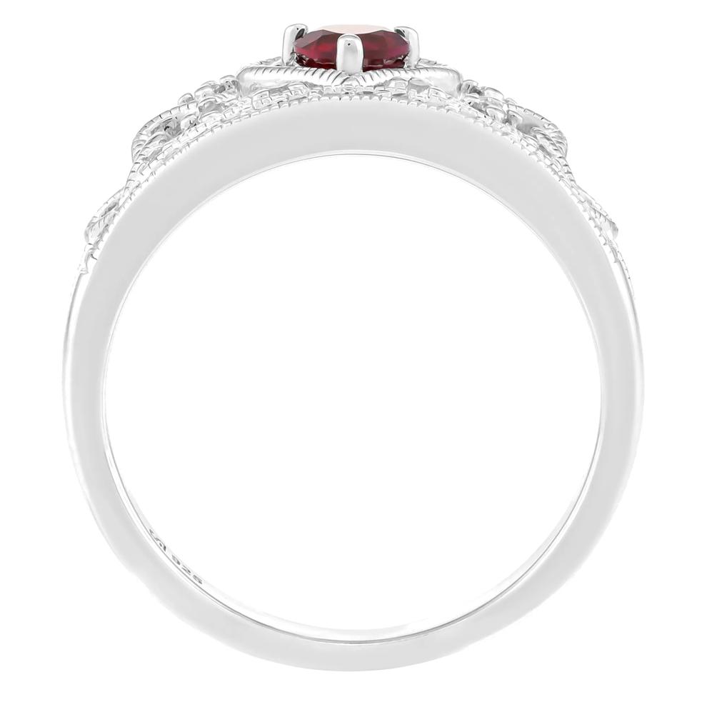 Lab-Created Ruby and Lab-Created White Sapphire Crown Ring in Sterling Silver – Image 2 of 3