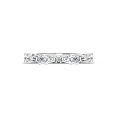 Lab Grown Diamond Baguette & Round Anniversary Band in 14K White Gold (1/2 ct. tw.)