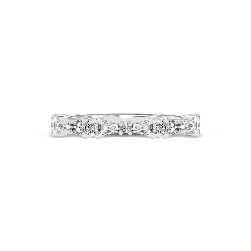 Lab Grown Diamond Baguette &amp; Round Anniversary Band in 14K White Gold (1/2 ct. tw.) – Image 1 of 4