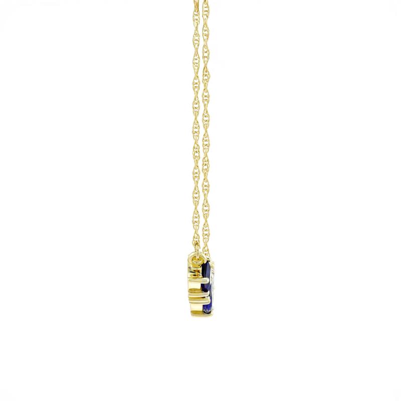 Lab-Created Blue and White Sapphire Necklace in 10K Yellow Gold – Image 2 of 3