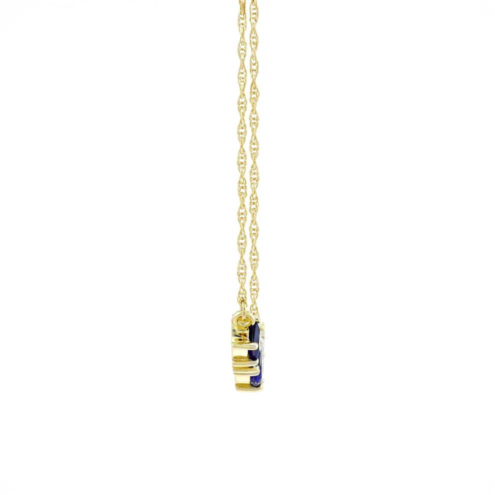 Lab-Created Blue and White Sapphire Necklace in 10K Yellow Gold – Image 2 of 3