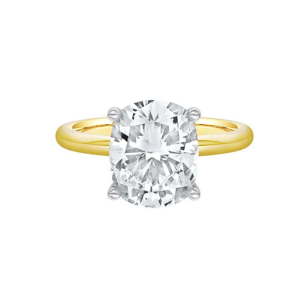 Lab Grown Diamond Elongated Cushion-Cut Engagement Ring in 14K Yellow and White Gold (3 ct. tw.) – Image 1 of 5
