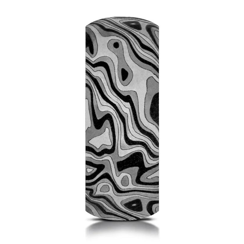 Men&rsquo;s Tantalum Wedding Band with Mokume Pattern, 7.5MM – Image 3 of 3