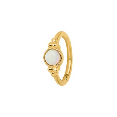 Lab-Created Opal Cartilage Ring in 14K Yellow Gold, 18 Gauge