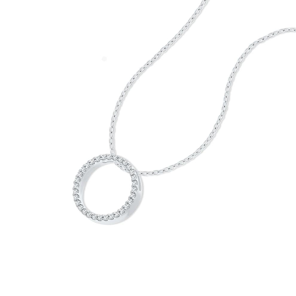 Diamond Circle Pendant Necklace in Sterling Silver (1/10 ct. tw.) – Image 3 of 4