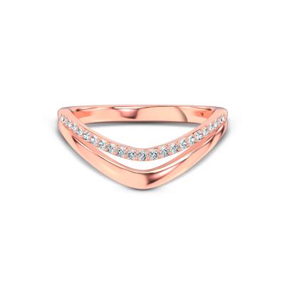 Lab Grown Diamond Double Row Contour Band in 10K Rose Gold (1/8 ct. tw.)
