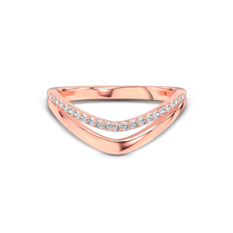 Lab Grown Diamond Double Row Contour Band in 10K Rose Gold (1/8 ct. tw.) – Image 1 of 4