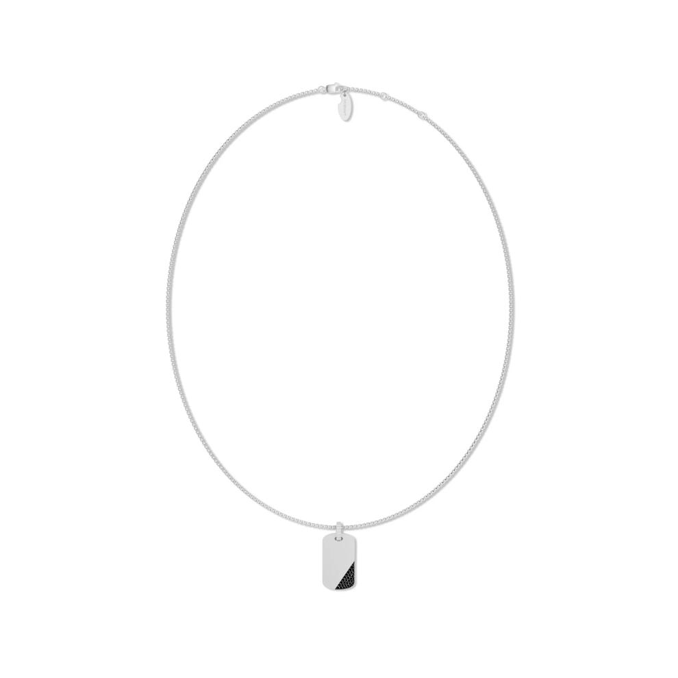Men's Black Lab Grown Diamond Tipped Dog Tag Pendant Necklace in Vermeil (3/8 ct. tw.) – Image 7 of 8