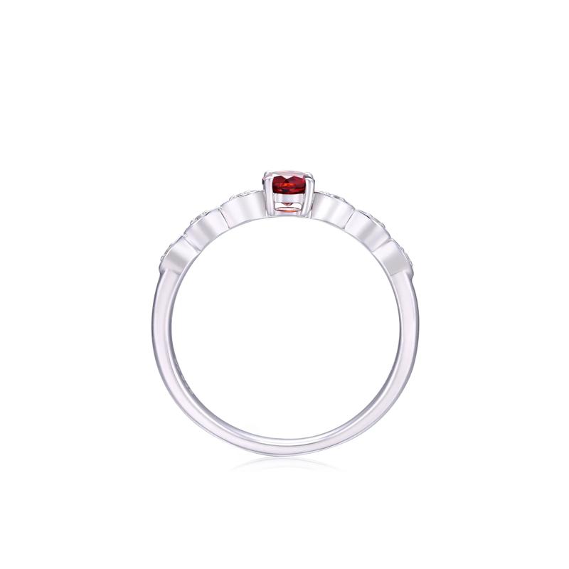 Garnet and Lab-Created White Sapphire Ring in Sterling Silver – Image 2 of 3