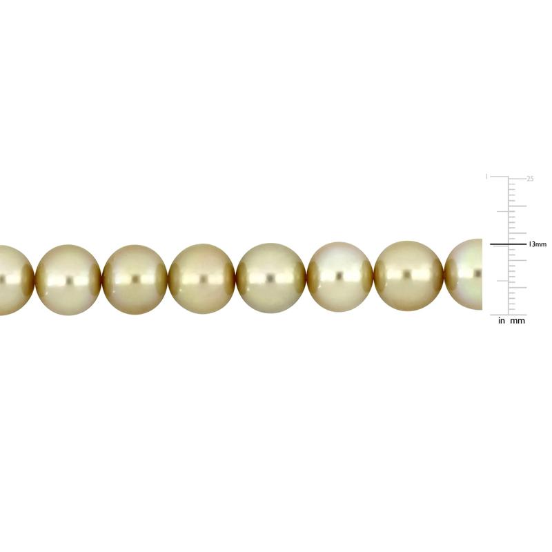 Diamond Accent and South Sea Pearl Necklace in 14K Yellow Gold – Image 4 of 4