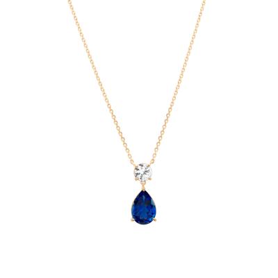 Lab-Created Blue & White Sapphire Pear Drop Pendant in Vermeil