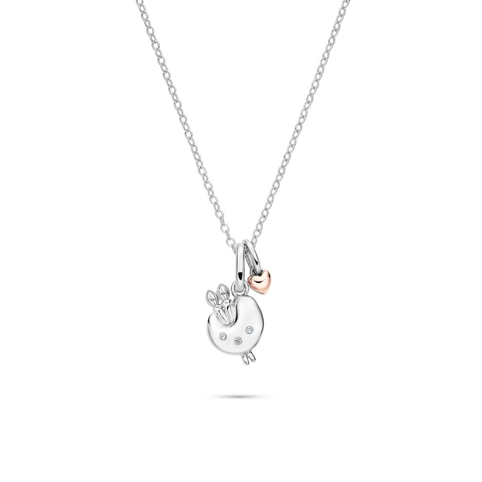 Lab Grown Diamond Accent Paint Palette Pendant in Sterling Silver &amp; 10K Rose Gold – Image 1 of 5