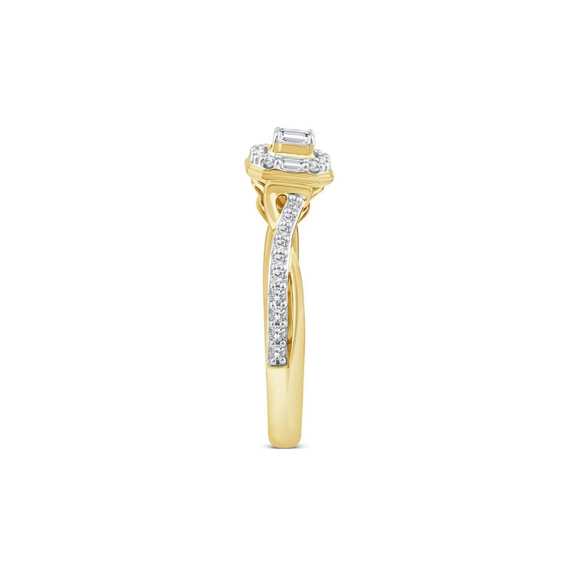 Emerald-Cut Halo Promise Ring in 10K Yellow Gold &#40;1/3 ct. tw.&#41; – Image 3 of 3