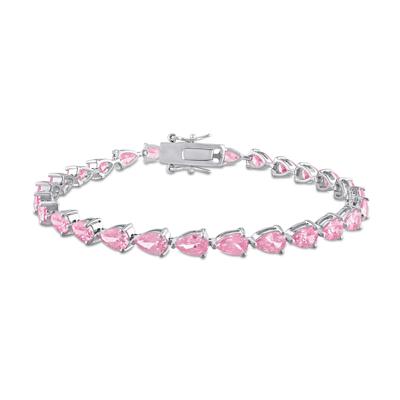 Lab-Created Pink Sapphire Tennis Bracelet in Sterling Silver, 7.25” 