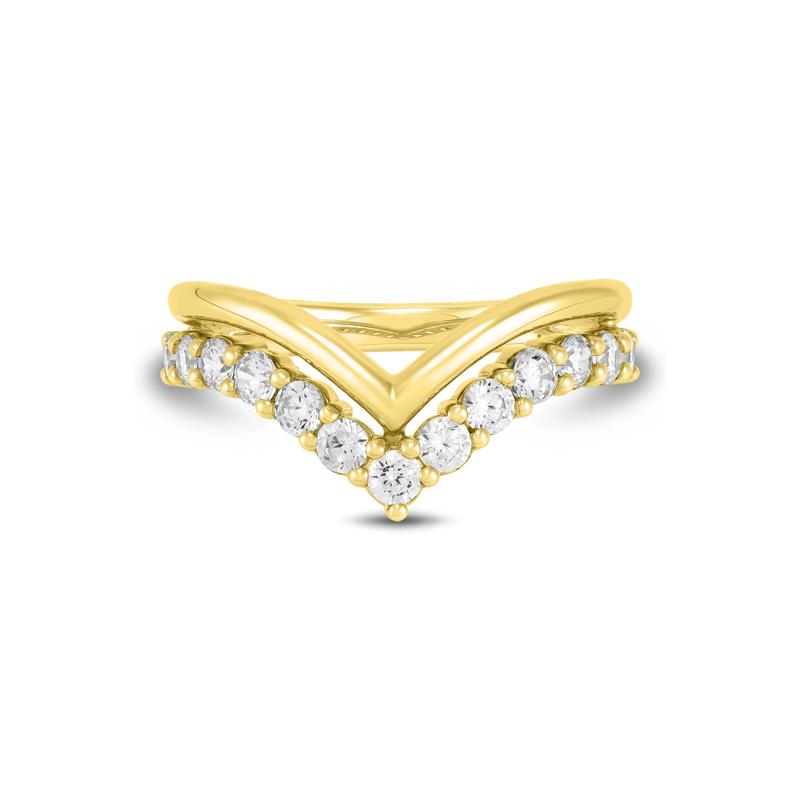 Lab Grown Diamond Chevron Wedding Band in 14K Yellow Gold &#40;3/4 ct. tw.&#41; – Image 1 of 3