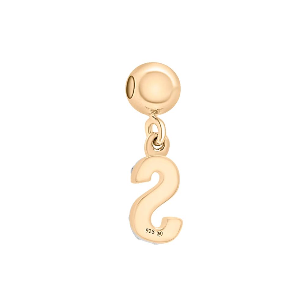 Diamond Accent S Initial Bead Charm in Vermeil – Image 3 of 3