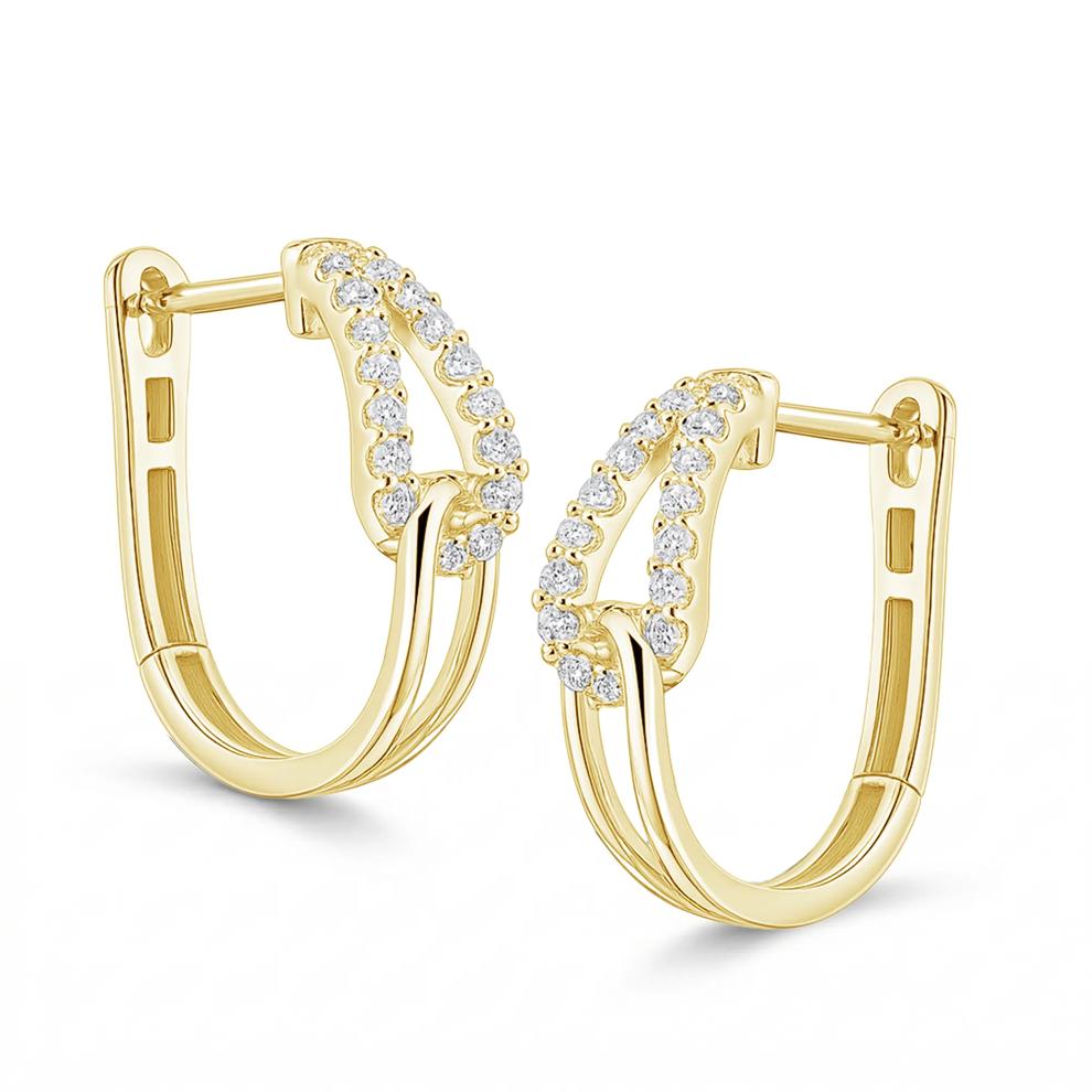 Diamond Hoop Earrings in 10K Yellow Gold (1/4 ct. tw.) – Image 1 of 2