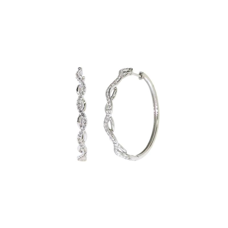 Lab Created White Sapphire Hoop Earrings in Sterling Silver – Image 1 of 1
