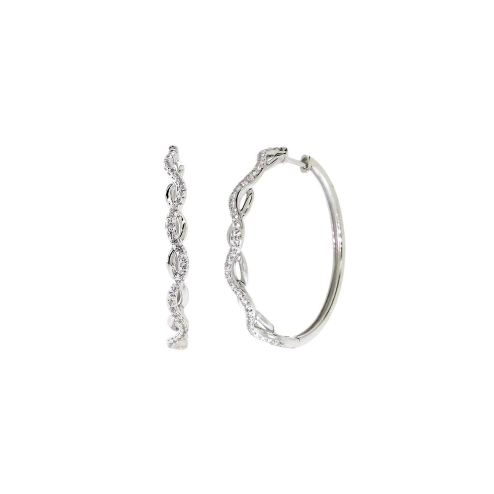 Lab Created White Sapphire Hoop Earrings in Sterling Silver – Image 1 of 1