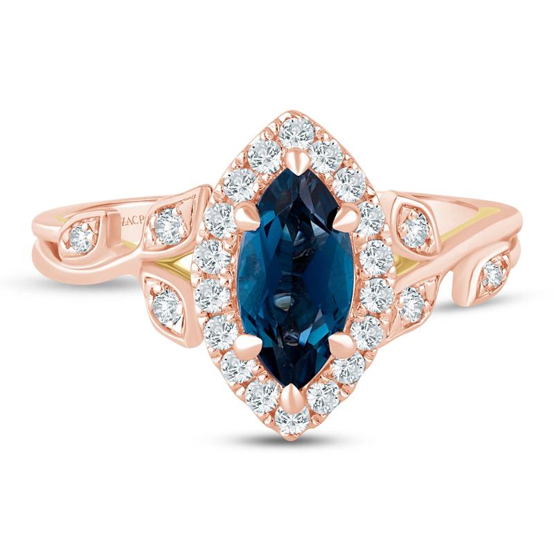 Bailey London Blue Topaz and Lab Grown Diamond Engagement Ring in 14K Rose Gold (1/3 ct. tw.) – Image 1 of 3