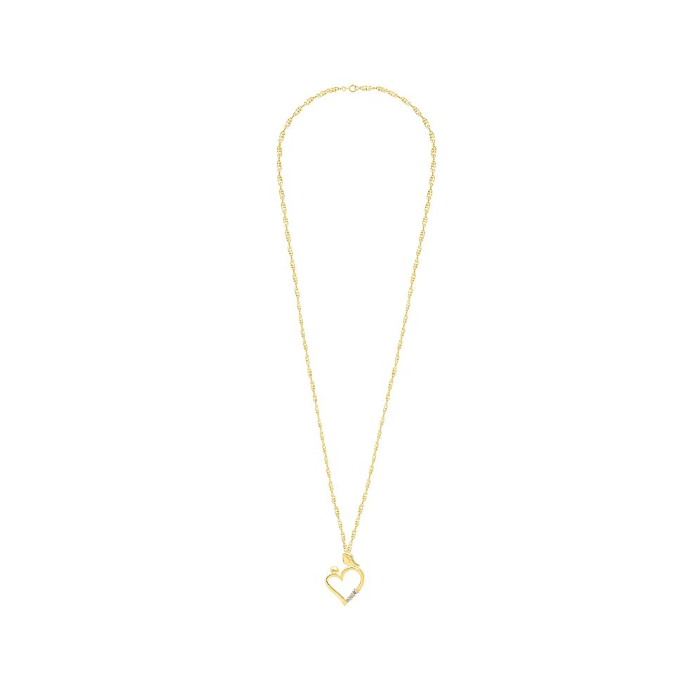 Diamond Accent Mother-Child Heart Pendant in 10K Yellow Gold – Image 3 of 4