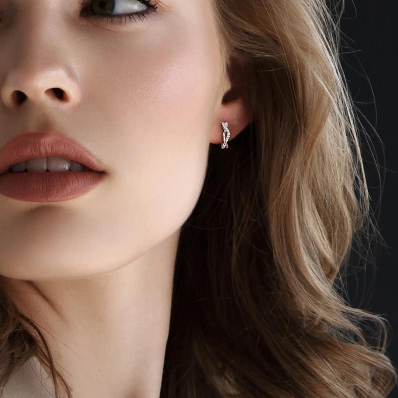 Moissanite Twist Hoops in Sterling Silver – Image 4 of 4